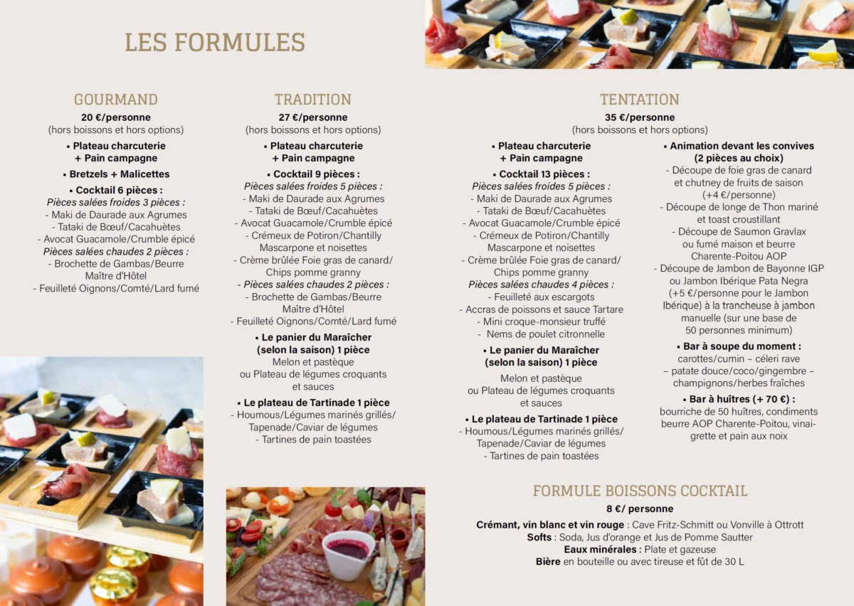 Carte mariage et formules traiteurs en Alsace, proposées par de l'Art&duCochon